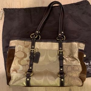Coach vintage gold patchwork tote